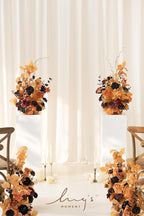 Ling's moment 41" Tall Fall Free Standing Artificial Flowers Arrangements 2 pcs Wedding Arch Altar Stage Decorations Classic Halloween Wedding for Ceremony Reception Church Backdrop Outdoor Party