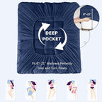CYMULA Full Bed Mattress Topper, Navy Cooling Mattress Pad Cover, Thick Full Size Pillow Topper Soft with Deep Pockets, Washable Plush Down Alternative Fill Mattress Protector