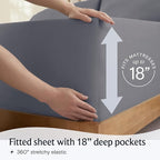 LuxClub 4 PC Full Size Sheet Set Bed Sheets Deep Pockets Wrinkle Free Cooling Bed Sheets Machine Washable Hotel Bedding Silky Soft - Light Grey Full