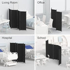 Morngardo Room Divider, Folding Privacy Screens, 4 Panel Room Partitions, 88" Foldable Wall Dividers, Portable Separating for Home Office Bedroom Dorm Decor (Black)