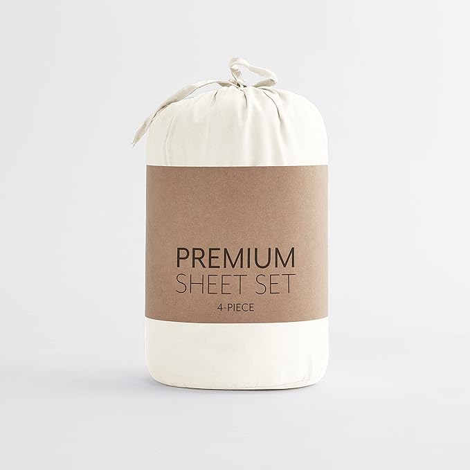 Linen Market Double-Brushed Microfiber Full Sheet Set 4 Piece – Oeko-TEX Certified Ultra Soft & Wrinkle-Free - 16" Deep Pocket Sheets - Easy Care Full Size - Ivory