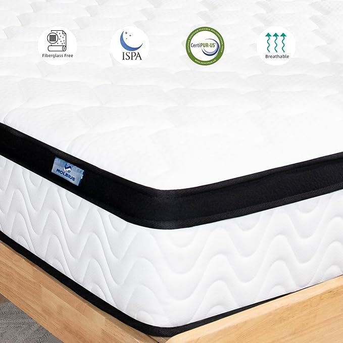 Queen Mattress 10 Inch | Queen Size Hybrid Mattresses in a Box | Medium Firm Feel Memory Foam and Individual Pocket Springs | Fiberglass Free Bed Matress | Breathable | CertiPUR-US | Upgrade