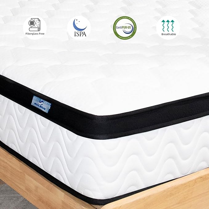 Full Size Mattress | 12 Inch Hybrid Mattresses Full in a Box | Medium Firm Memory Foam and Individual Pocket Springs | Fiberglass Free Bed Matress | Breathable | CertiPUR-US
