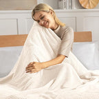 Exclusivo Mezcla Fleece Bed Blanket Queen Size, Super Soft and Warm Blankets for Couch, Sofa and Bed Waffle Textured, Cozy, Fuzzy and Lightweight (Ivory, 90x90 Inches)