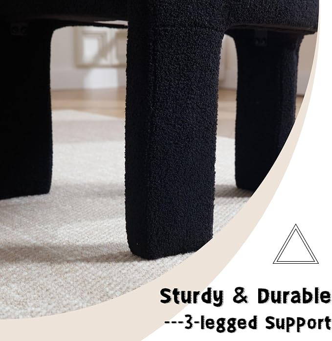 Modern Sherpa Barrel Dining Chairs Set of 2, Upholstered Boucle Dining Chairs Accent Chairs with Arms Comfy Makeup Vanity Chairs, Dining Living Room Kitchen Chairs, Black