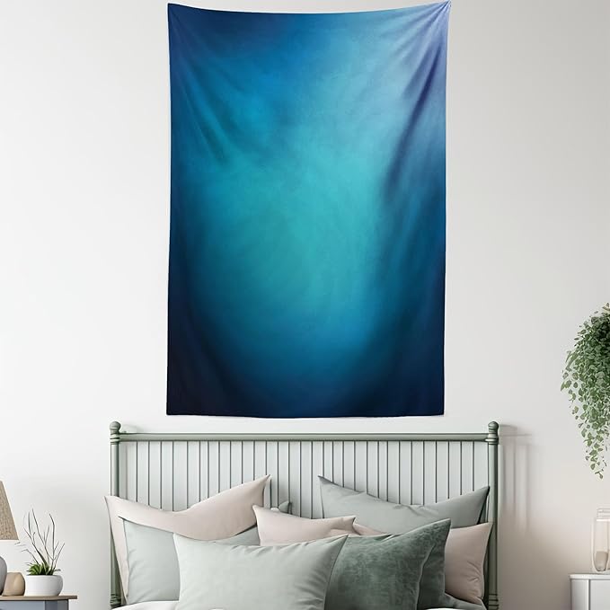 Ambesonne Navy Blue Tapestry, Abstract Vibrant Shaded Digital Color on Plain Background Bohemian Print, Wall Hanging for Bedroom Living Room Dorm, 60" X 80", Turquoise Navy