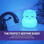 Lumipets Animal Kids Night Light, Junior Owl, Soft and Safe Silicone Rubber Lamp, Soothing Colors, Portable, Easy Control