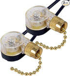Pull Chain Switch Zing Ear ZE-109 Ceiling Fan Switch Ceiling Fan Light Lamp Replacement 2 Pack Brass