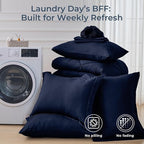 HEVUMYI Navy Blue King Comforter Set - 7-Piece All Season Bed in a Bag King, Ultra Soft Bedding Set with Comforter, Flat Sheet, Fitted Sheet, Pillowcases, Pillow Shams, Navy Blue
