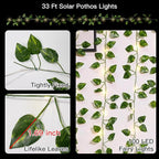 suddus Solar Fairy Lights, 33ft 100 Led Pothos Leaf Solar String Lights Outdoor Waterproof, 8 Modes Vines with Lights for Balcony, Deck, Patio, Garden, Fence,Wedding (Warm White)