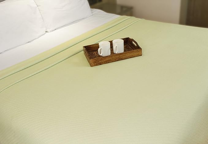 COTTON CRAFT Soft Cotton Thermal Blanket - Plush Herringbone Twill - All Season Luxurious Breathable Skin Friendly Lightweight Cooling Throw Blanket - Sofa Couch Travel Camping Dorm - King Sage