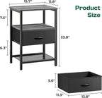 Huuger Nightstand Set of 2, Night Stand with Fabric Drawer, Mesh Shelf, Side Table with Storage, Fabric Drawer Dresser, Open Shelf, Metal Frame, Bedroom, Charcoal Gray