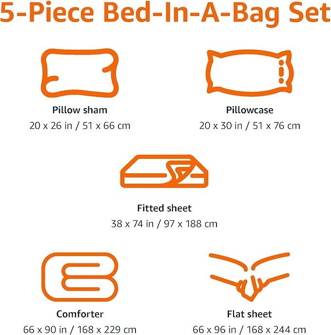 Amazon Basics 5 Piece Soft Microfiber Kid's Bed-in-a-Bag Bedding Set, Twin, Pink, Solid