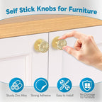 Self Adhesive Drawer Knobs, Self Stick Door Pull Handles, Zinc Alloy No Drilling Cabinet Knobs for Drawer, Closet, Window, Dresser, Sliding Barn/Glass Shower/Balcony Door (1, Gold)