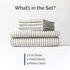 Cal King 6 Piece Sheet Set - Comfy Breathable & Cooling - Soft Hotel Luxury Bedding Set w/ 8-16 Inch Deep Pockets - 1 Flat & 1 Fitted Sheet & 4 Pillowcases - Wrinkle Free & Easy Care - Beige Stripes 2