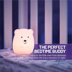 Lumipets Junior Bear Night Light, Soft Silicone Material, 8 Soothing Colors, Cordless, Easy Control, Portable