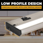 LED Under Cabinet Lighting Hardwired - 3CCT 24 Inch Satin Finish - Undercabinet Lights for Kitchen - Linkable Undercounter Dimmable Plug in Light or Hard Wired - Under Counter Fixture Direct Wire