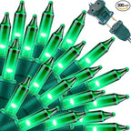 LAMPHOME Super-Bright Extendable Green Christmas Lights Decoration 300Lights 63.8ft(2pk of 150L) UL Certified Mini Bulb String Lights Set for Outdoor Christmas Tree Garden Holiday Party Patio Decor