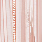 Treatmentex Pompom Sheer Curtain Panels for Living Room Bedroom 52" w x 108" l Blush-Pink Window Curtain Drapes for Baby Girl's Room
