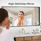 60x40 Inch Black Bathroom Mirrors for Over Sink, Large Wall Mirrors, Tempered Glass, Aluminum Metal Framed, Bathroom Vanity Mirrors, Living Room Bedroom Entryway Mirror (Horizontal/Vertical)