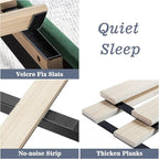 Allewie Twin Bed Frame/Velvet Upholstered Bed Frame with Vertical Channel Tufted Headboard/Strong Wooden Slats/Platform Bed Frame/Mattress Foundation/Box Spring Optional/Easy Assembly/Green
