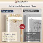 Keonjinn LED Bathroom Mirror 40x30 Inch with Frontlit and Backlit, Stepless 3 Colors Temperature & Dimmable Wall Mirror, UL Listed LED Driver, Anti-Fog, Double Lights, Frameless Bathroom Vanity Mirror
