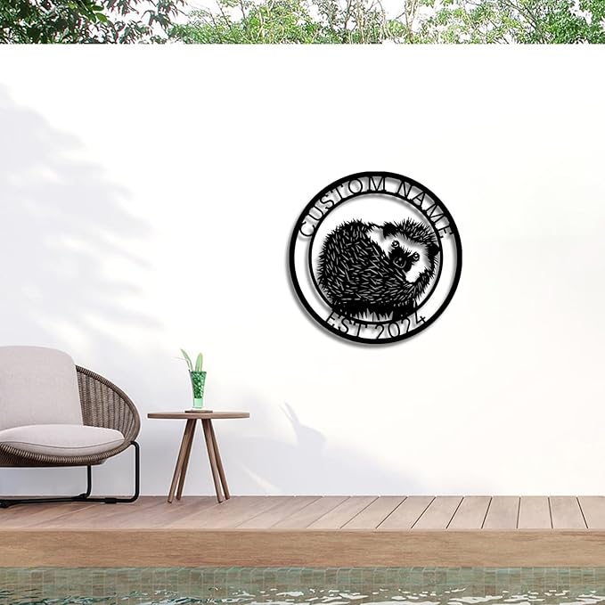 Custom Hedgehog Metal Sign, Personalized Hedgehog Metal Wall Art,Hedgehog Lovers Gift Metal Kid Room Decor,Personalized Hedgehog Lover Name Sign,Kid Nursery Decoration (Style C)