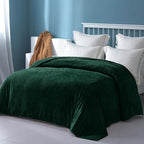 Exclusivo Mezcla Fleece King Size Blanket for Bed, 90x104 Inches Soft Cozy Jacquard Flannel Blankets, Lightweight Fuzzy Plush Warm for Winter, Forest Green