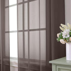 Aiyufeng Chocolate Sheer Curtains 54 Inches Long 2 Panels, Solid Voile Top Dual Rod Pockets Stylish Breathable Drapes Window Treatment for Kid's Room/Bedroom/Living Room, 42W x 54L, Chocolate Brown