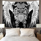 F-FUN SOUL Vikings Tapestries Norse Warriors Tapestry 80x60inches Scandinavian Tapestry Twins Ravens Nordic Viking Odin Wall Hanging Tapestries for Living Room Bedroom Viking Decor GTLSFS411