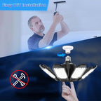 Garage Lights - Super Bright 25000LM Garage Lights Ceiling Led w/ 8 Deformable Panels 6500K Led Light Bulb Srew in E26/E27 Socket with Adjustable Center Spotlight for Barn Workshop Attic