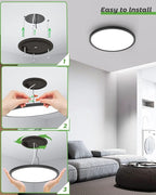 zemty 4Pack 16.5 Inch LED Ceiling Light Flush Mount, 36W 4200lm Super Slim Flush Mount Ceiling Light Fixtures, 3000K/4500K/6000K Selectable Ceiling Lamp for Bedroom Kitchen Living Room (Black)