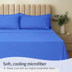 LuxClub 3 PC Sheet Set Bed Sheets Deep Pockets 16" Eco Friendly Wrinkle Free Cooling Machine Washable Hotel Bedding Silky Soft - Marine Blue Twin
