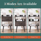 Yoobure Night Stand with Fabric Drawer, Modern Nightstand, Bedside Tables, Mid Century Nightstands with Open Storage Shelf, Wood Bedside Table, Small Night Stands for Bedrooms, 2-Tier Night Table