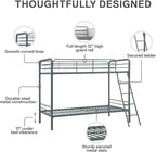 DHP Twin-Over-Twin Bunk Bed with Metal Frame and Ladder, Space-Saving Design, Silver Twin/Twin