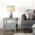 SIMPLIHOME Warm Shaker SOLID WOOD 20 Inch Wide Rectangle Transitional End Side Table in Fog Grey, For the Living Room and Bedroom