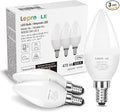 Lepro E12 LED Candelabra Light Bulbs, 5000 Kelvin Daylight White 5.5 watt, 40 watt Equivalent B11 C37 Ceiling Fan Bulb Chandelier Bulbs, Type B Small Base Candle Lights, Plastic, Not-dimmable, 3-Pack