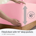 LuxClub 3 PC Sheet Set Bed Sheets Deep Pockets 16" Eco Friendly Wrinkle Free Cooling Machine Washable Hotel Bedding Silky Soft - Baby Pink Twin XL