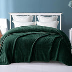 Exclusivo Mezcla Fleece King Size Blanket for Bed, 90x104 Inches Soft Cozy Jacquard Flannel Blankets, Lightweight Fuzzy Plush Warm for Winter, Forest Green