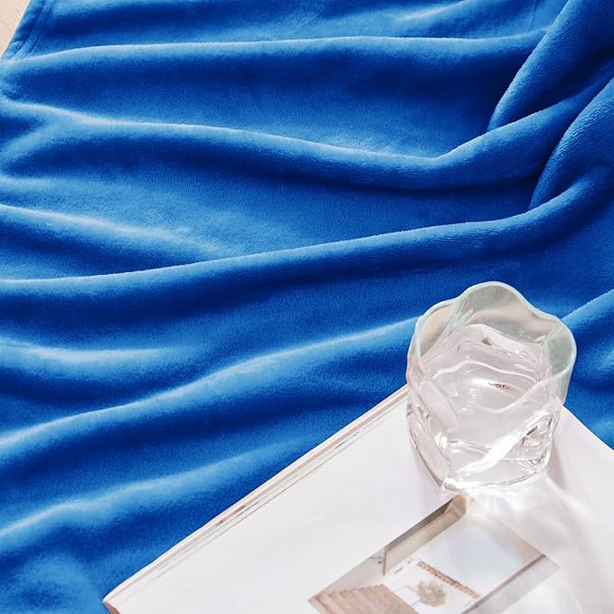 Exclusivo Mezcla Fleece Throw Blanket for Couch, Sofa, 300GSM Super Soft and Warm Blankets, Cobalt Blue Throw All Season Use, Cozy, Plush, Lightweight, 50x60 Inches