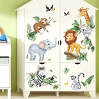 decalmile Jungle Animals Wall Decals Safari Elephant Lion Giraffe Door Wall Stickers Baby Nursery Kids Room Toddler Room Wall Decor
