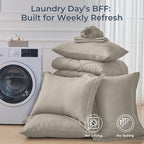 HEVUMYI Oatmeal Full Comforter Set - 7-Piece All Season Bed in a Bag Full, Ultra Soft Bedding Set with Comforter, Flat Sheet, Fitted Sheet, Pillowcases, Pillow Shams