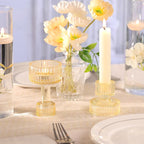 Candlestick Holders Bulk, 6 Pcs Gold Combination Candle Holders Set, Crystal Candle Holders for Wedding, Table Centerpiece, Home Decoration