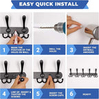 GlazieVault Coat Rack Wall Mount - Stainless Steel Coat Rack (2 Pack) - Heavy Duty Coat Hooks Wall Mounted - Hanger for Hat Towel Robes Jacket Clothes for Bathroom Entryway