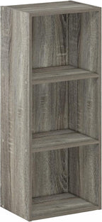 Furinno LUDER Book Shelf, 3-Cube Bookshelf, Bookcase, 9.3" x 12" x 31.5", for Living Room, Bedroom, Home Office, French Oak