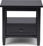 SIMPLIHOME Warm Shaker SOLID WOOD 20 inch Wide Rectangle Transitional End Side Table in Black for the Living Room and Bedroom