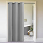 NICETOWN Sliding Door Curtains 96 inch Length, Single Curtain, Insulating Thermal Blackout Curtains for Bedroom Window Bathroom Doorway Front Door (1 Panel, 5ft Wide x 8ft Long, Silver Grey)