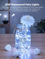 Brightown 14 Pack White LED Fairy Lights Battery Operated String Lights, 7ft 20LED Waterproof Silver Wire String Lights, Firefly Starry Moon Lights for Mason Jars DIY Christmas Wedding Party Bedroom