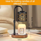 Dimmable Candle Warmer Lamp with Timer Adjustable Height for Scented Jar Candles Electric Candle Wax Melt Warmer for Home Decor Christmas Birthday Gifts for Women Mom(Sunflower+Dragonfly)