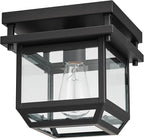 GLOBE Electric 44779 Sorrell 1-Light Outdoor Flush Mount Ceiling Light, Dark Bronze, Clear Glass Shade,Brown, Bulbs Not Included